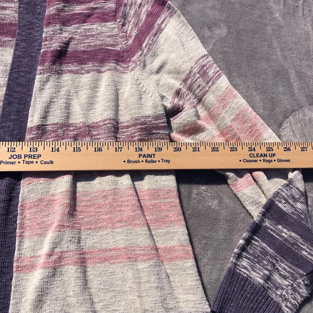 Torrid Cardigan Sweater Womens Size 2 2X Striped Gray Purple Long Sleeve